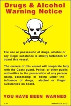 Picture of DRUGS & ALCOHOL WARNING NOTICE 30x20