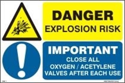 Εικόνα της DANGER EXPLOS. RISK-CLOSE OX YGEN/ACETYLENE  20x30