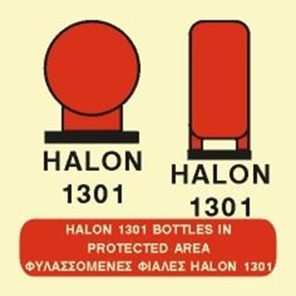 Εικόνα της HALON 1301 BOTTLES IN PROTECTED AREA SIGN    15x15