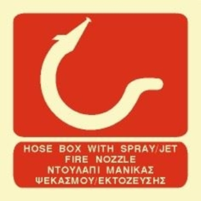 Picture of HOSE BOX WITH SPRAY/ JET FIRE NOZZLE SIGN    15x15