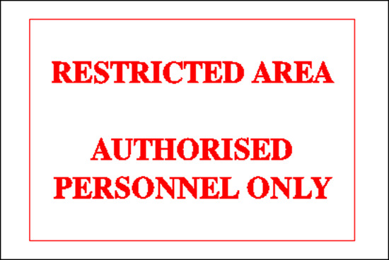 Picture of RESTRICTED AREA AUTHORIZ.PERS.ONLY ΑΥΤΟΚ/ΤΟ 20Χ30