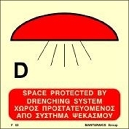 Εικόνα της SPACE PROTECTED BY DRENCHING SYSTEM SIGN   15x15