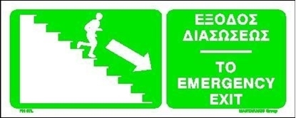 Снимка на TO EMERGENCY EXIT DOWN/RIGHT SIGN     12x30